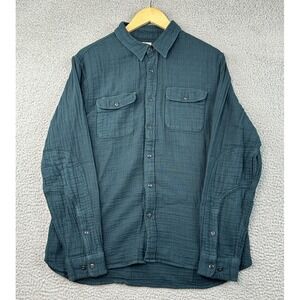 Flint and Tinder Double Gauze Shirt Mens Large Forest River Teal Long Sleeve